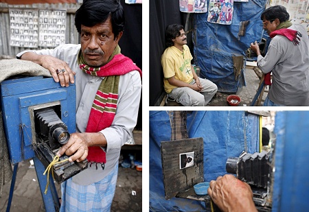 Safder Ali in mit seinem Fotografie-Geschäft in Dhaka, Bangladesh. Klick für Bildstrecke (Keystone / EPA / Abir Abdullah)