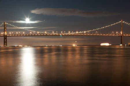 Baybridge im grellen Mondenschein: Ein Stativ vorausgesetzt, kann mit der Digitalkamera die Nacht problemlos zum Tag gemacht werden.