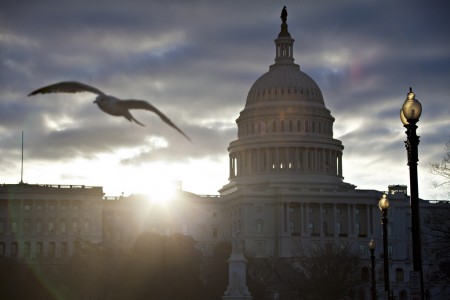 Sonnenaufgang über Washington D.C., USA (Keystone/AP Photo/J. Scott Applewhite)