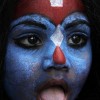 Junges Mädchen als Göttin «Kali» in Mumbai, Indien (Keystone/AP Photo/Rajanish Kakade)