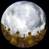Buddhafiguren und Sturmhimmel mit Fisheye-Objektiv, nahe Bangkok Thailand EPA/BARBARA WALTON