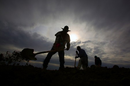 Aufziehender Sturm in Lemoore, USA (Keystone/AP Photo/Gary Kazanjian)