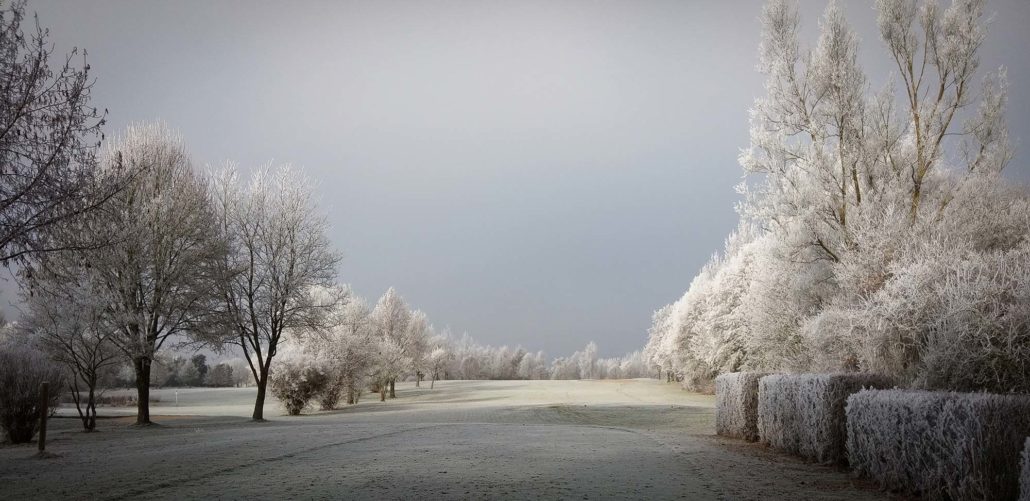 Golfplatz-Foto, leicht beschnitten und mit Vignette angereichert