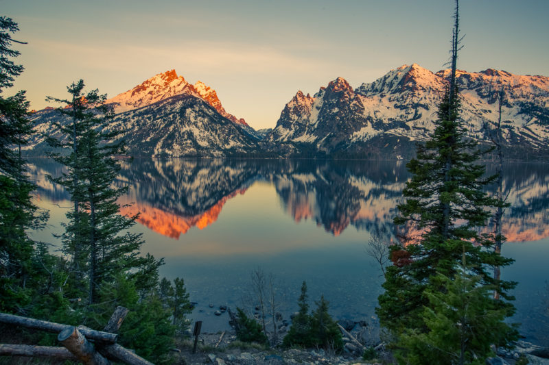 Sonnenaufgang im Grand Teton Nationalpark, Wyoming. 